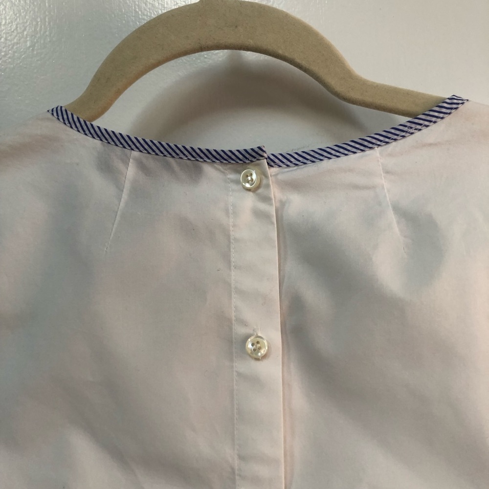 J.Crew white button back top tipped bell sleeve size 6 crew EUC cotton poplin - Picture 6 of 9
